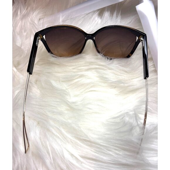 Libby Edelman Oversized Tort Brown & Black Gradient Sunglasses With Metal Temple - Picture 5 of 6